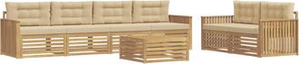 vidaXL Conjunto De Sof&aacute;s De Exterior 7 Uds. Y Beige Vidaxl