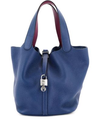 Herm&egrave;s Eclat Picotin Lock Bag Clemence MM bucket bag - Blauw