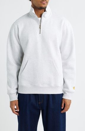 Carhartt Work in Progress Chase Quarter Zip Pullover in Ash Heather /Gold at Nordstrom, Size Xx-Large