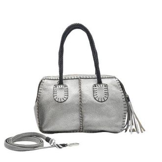 Carlos Falchi Mini Barrel Top Grain Leather Bag in Roman Chrome at Nordstrom