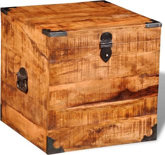vidaXL Cofre De Almacenamiento C&uacute;bico De Madera De Mango Rugosa Vidaxl
