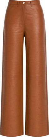 Skiim Marcella Straight-leg Leather Trousers - Brown - 38 (UK10 / S)