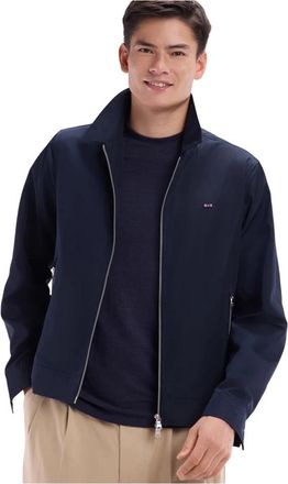 Eden Park Navy blauwe zip-up blouson - Heren - Vesten met rits - Blauw - M - Polyester - Hoodies & sweatvesten