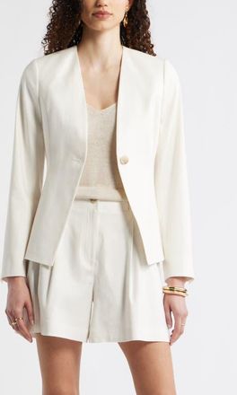 Nordstrom Linen Blend One-Button Blazer in Ivory Tofu at Nordstrom, Size Xx-Small