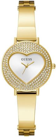 Guess Crystal Heart Dial Bracelet Watch, 30mm in White/gold at Nordstrom