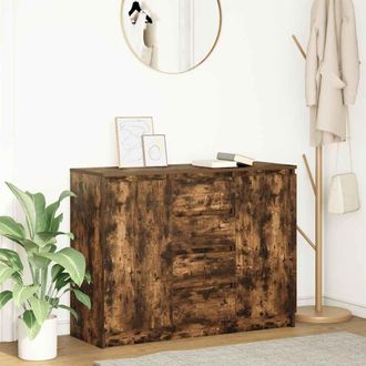 Berkfield Home Sideboard with Drawers Smoked Oak 100.5x35x76 cm Engineered Wood in Brown