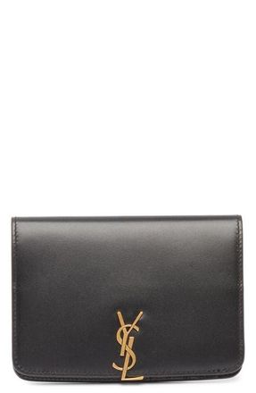 Saint Laurent Voltaire Box Leather Passport Case in Noir at Nordstrom