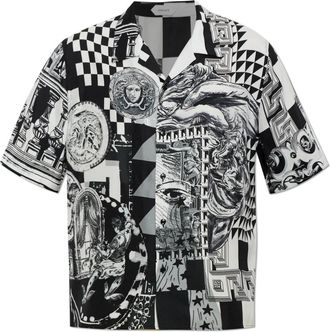 Versace Heren, Overhemden, Zwart, Maat: 2XL Zijde