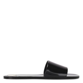 Saint Laurent Glazed Leather Carlyle Slides, Brand Size 38 ( US Size 8 )