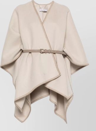 Max Mara wool draped belted poncho