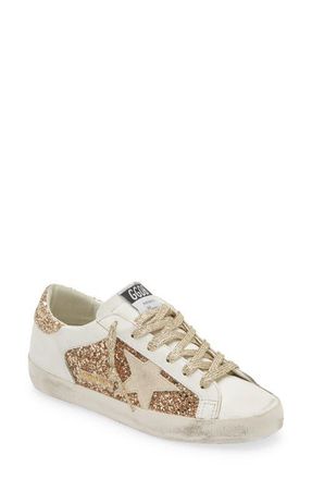 Golden Goose Super-Star Low Top Sneaker in Gold/White at Nordstrom, Size 7Us