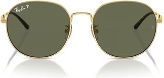 Ray-Ban Polarized Green Round Unisex Sunglasses RB3727D 001/9A 57