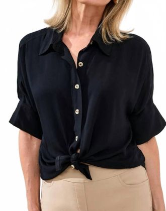 Tribal Elbow Sleeve Blouse In Black