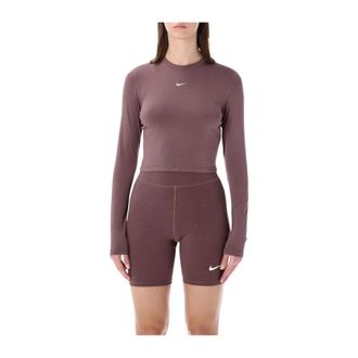 Nike Top corto de manga larga Chill Knit Slim - Sport - Mujer - Marr&oacute;n - L