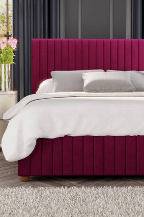 Laurence Llewelyn-Bowen Estella Ottoman Storage Bed in Plush Velvet Fabric, Custom Made in Wine | Size: Single