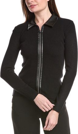T Tahari Collared Zip Front Cardigan