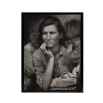 Artery8 Migrant Mother Nipomo California Lange Framed Canvas Wall Art Print in Grey | Size: W24 x H32