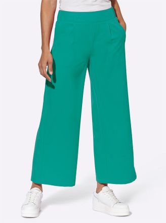 Casual Looks Culotte CASUAL LOOKS, Damen, Gr. 40, Normalgr&ouml;ssen, gr&uuml;n (smaragd), 100% Polyester, unifarben, 7/8-L&auml;nge, Hosen Culotte
