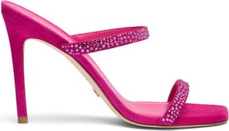 Stuart Weitzman Aleena Royale 100mm Suede Sandalen - Dames - Muiltjes - Roze - 36 1/2 EU - Su&egrave;de - Schoenen
