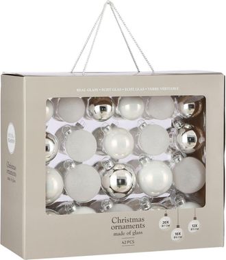 house of seasons Bola de navidad glass baubles blanco h7xb7xl7cm