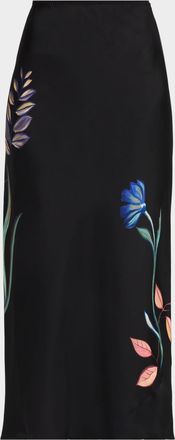 Dorothee Schumacher Seductive Bloom Floral-Print Silk Twill Midi Skirt
