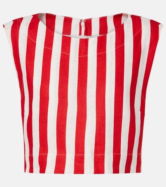 Poss&eacute; Martina striped linen crop top