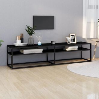 vidaXL Vidaxl - Mueble Para Tv Vidrio Templado Negro 180x40x40,5 Cm