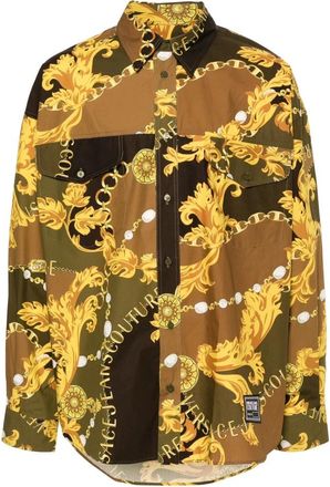 Versace Jeans Couture Groene Katoenen Overhemd met Lange Mouwen - Heren - Casual Overhemden - Veelkleurig - XL - Katoen - Overhemden