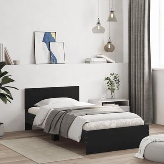Berkfield Home Bed Frame without Mattress with Headboard Black 100x200 cm