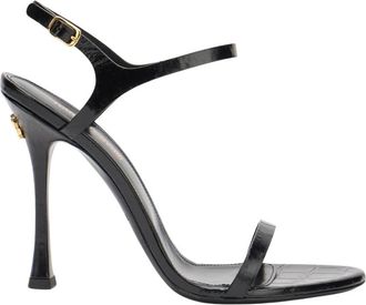 Roberto Cavalli Sandalen met hoge hak van krokodillenleer - Dames - Sandalen met hakken - Zwart - 37 EU - Leer - Schoenen