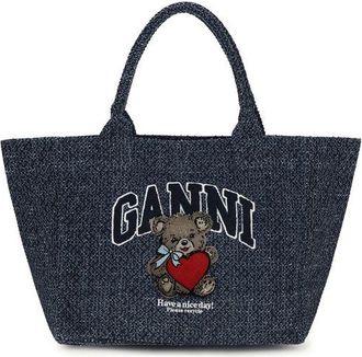 Ganni Blue Cotton Shoulder Womens Bag