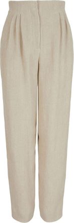 Emporio Armani high-waisted straight-leg trousers - women - Lyocell/Linen/Flax - 38 - Neutrals