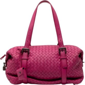 Bottega Veneta Pre-owned Shoulder Bags, female, Purple, Size: ONE SIZE Pre-owned Montaigne Intrecciato Leather 2way Bag