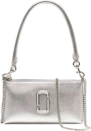 Marc Jacobs Shoulder Bags, female, Gray, Size: ONE SIZE Metallic Snapshot Convertible Shoulder Bag
