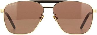 Gucci GG1164S002 Aviator Full Rim Sunglasses - Gold