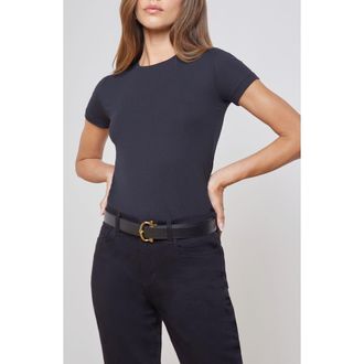 L'agence Ressi Crewneck Short Sleeve T-Shirt in Black at Nordstrom, Size X-Small