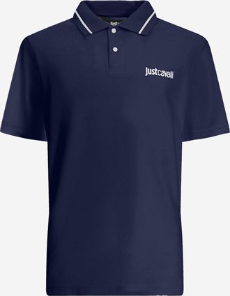 Just Cavalli katoenen poloshirt met tweekleurige kraag en logo