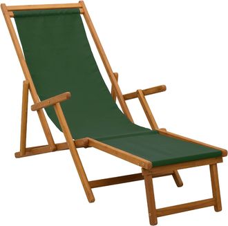 vidaXL Tumbona Plegable 3 Posici&oacute;n Madera De Eucalipto Maciza Verde Vidaxl