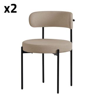 ML Design Set 2x sillas de comedor tejido teddy marr&oacute;n