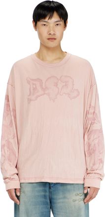 Diesel Relaxed long sleeve tee with blotched print - T-Shirts - Man - Pink