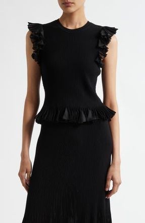 Ulla Johnson Leila Rib Top in Noir at Nordstrom Rack, Size Medium