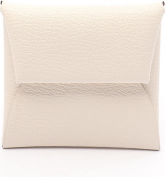 Hermès Bastia White Chevre Leather Leather Coin Purse/Coin Case (Pre-Owned)