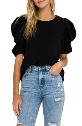 English Factory Puff Sleeve Top in Black at Nordstrom, Size X-Small