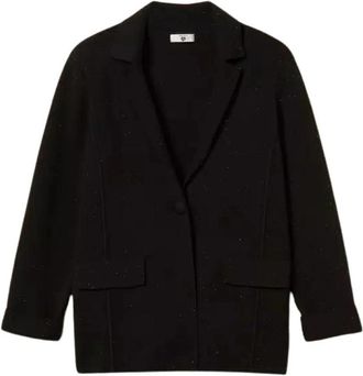 Twinset Sequin Blazer - Dames - Blazers - Zwart - L - Leer - Jassen