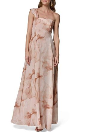 DKNY Floral Print Asymmetric Gown in Umbria Mul at Nordstrom, Size 12