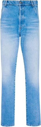 Balmain Blauwe Katoenen Straight Cut Jeans - Heren - Regular Fit Jeans - Blauw - W34 - Katoen - Jeans