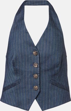 Veronica Beard Gilet Arabella in misto lino gessato