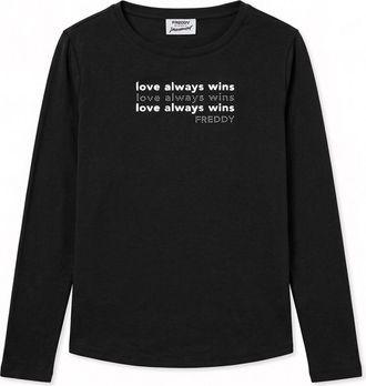 Freddy T-shirt manica lunga Love Always Win con perline
