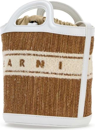 Marni Womens Tropicalia Bucket Bag Beige Raffia Bovine Leather