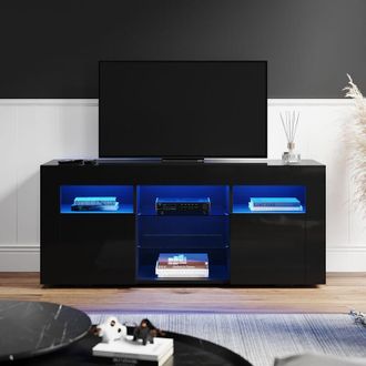 Elegant Lighting Elegant - led tv Unit 120cm High Gloss Modern tv Stand Cabinet with Ambient Lights for 32 40 45 50 inch 4k tv Living Room and Bedroom Furniture with